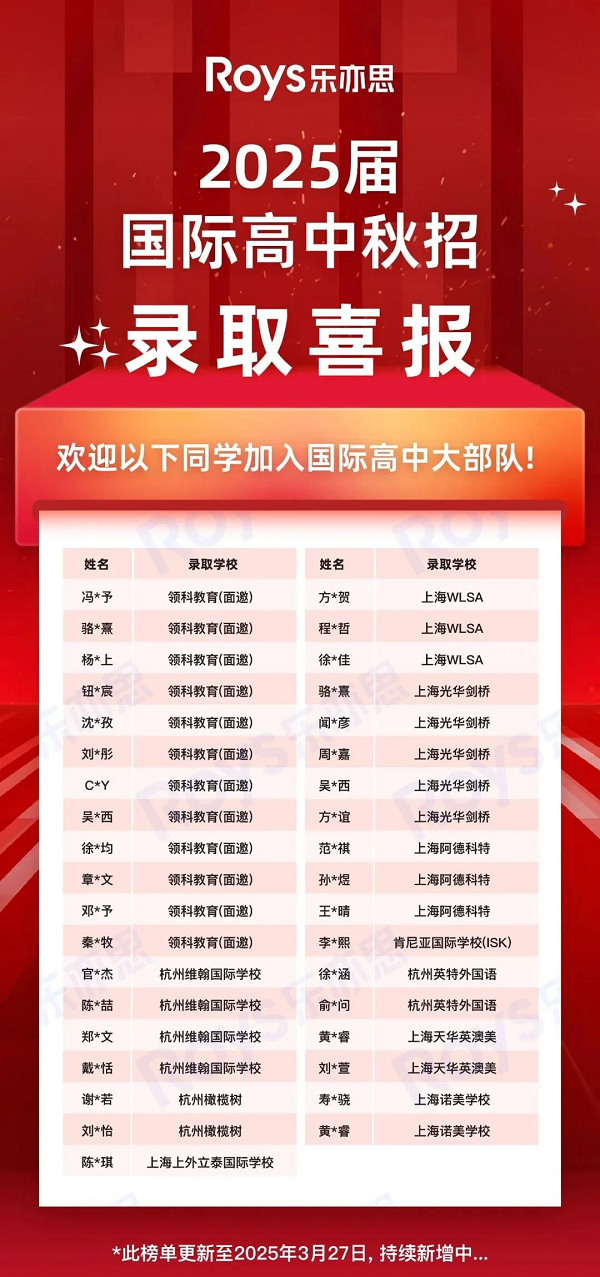 樂(lè)亦思國(guó)高備考錄取喜報(bào)